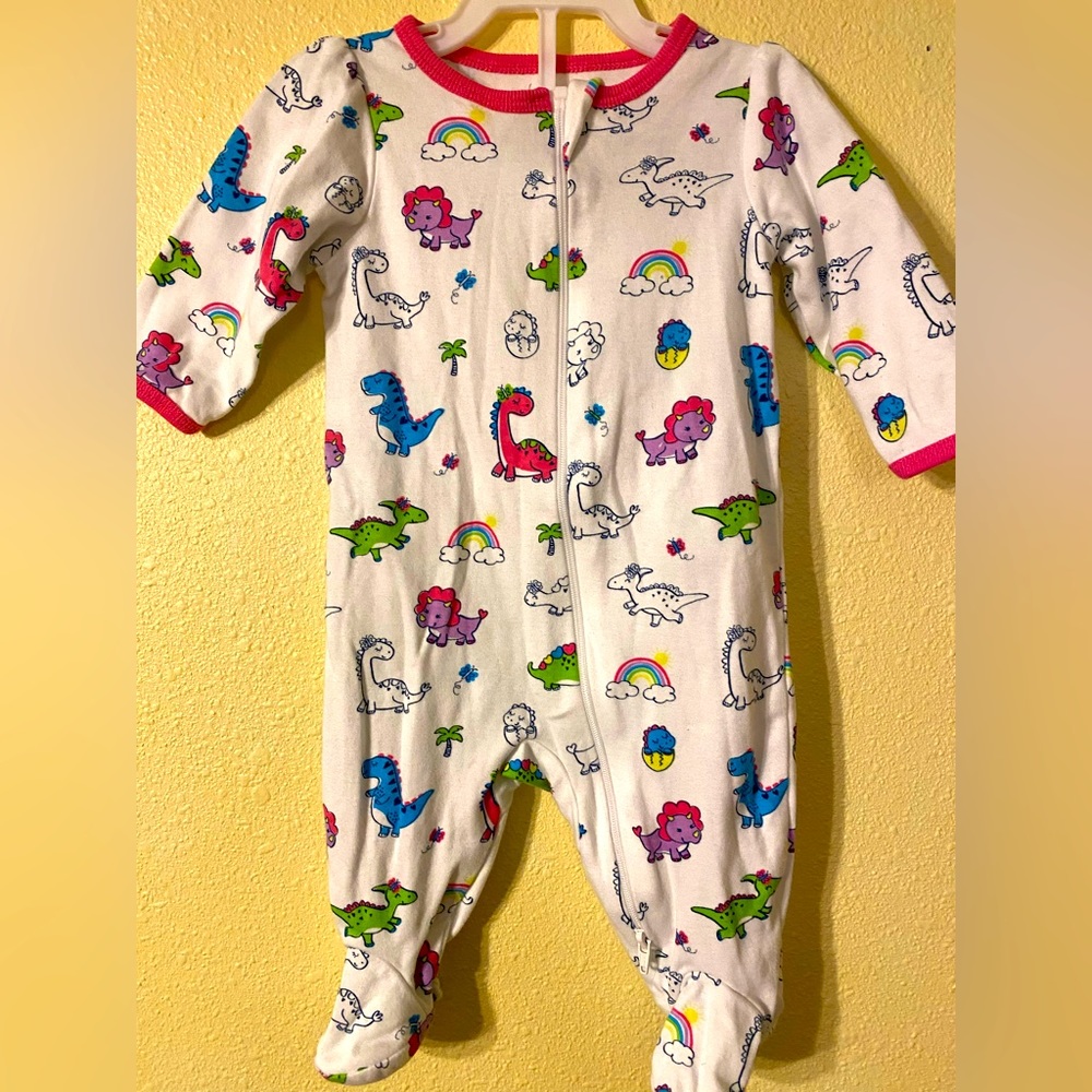 Wonder Nation 0-3M infants onesie dinosaur and rainbows footed